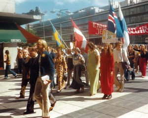 Jesusmarsch under nordiska Jesusfestivalen 1974 i Stockholm. Foto: Jan-Gunnar Jansson.